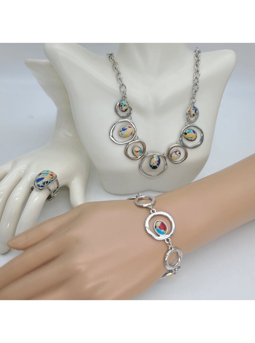 Papararazzi Marble Medley Necklace, Bracelet & Ring Jewelry Set